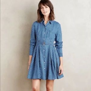 Holding Horses Anthropologie Dotted Linen Shirt Dress